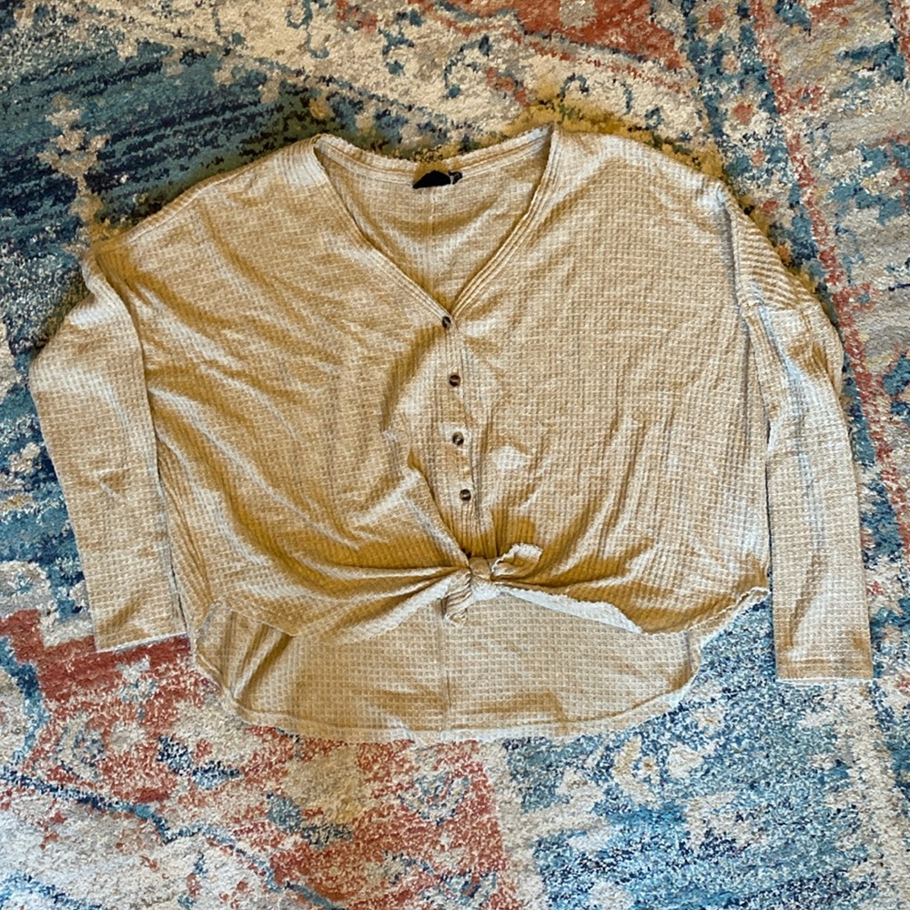 Cropped Waffle Tee - Long Sleeve